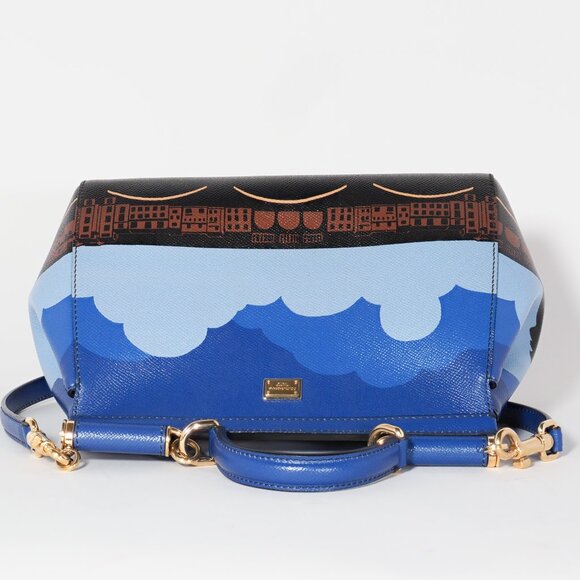 Dolce & Gabbana Firenze Miss Sicily Bag Blue Leather Top Handle - Picture 8 of 9